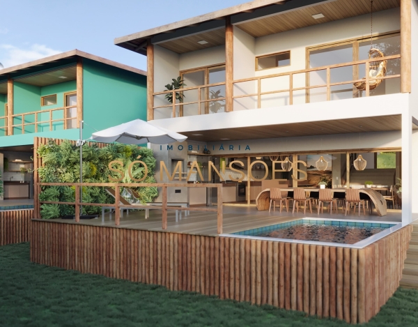 Casa Espaçosa de 292 m² à Venda com 4 Suítes e Piscina com Borda Infinita no Condomínio Encantos da Lua, Arraial d'Ajuda - BA