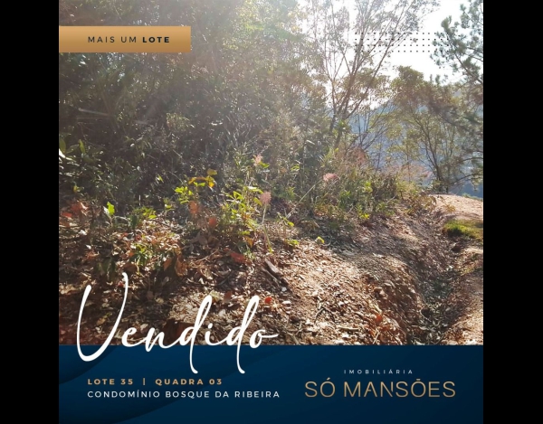 Lote de 2335m² à vendido pela Só Mansões no condomínio Bosque da Ribeira.
